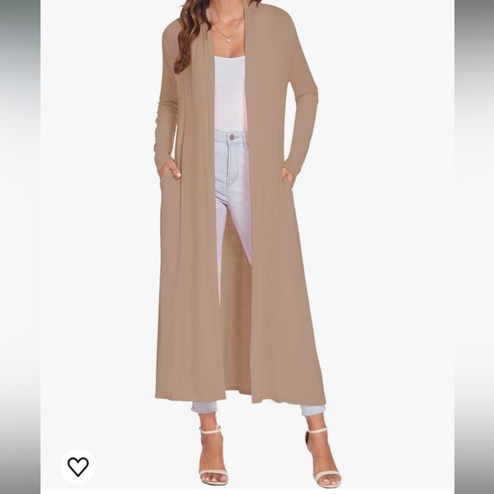 Bluetime Floor Length Open Front Cardigan Lightweight Long Sleeve with P…
